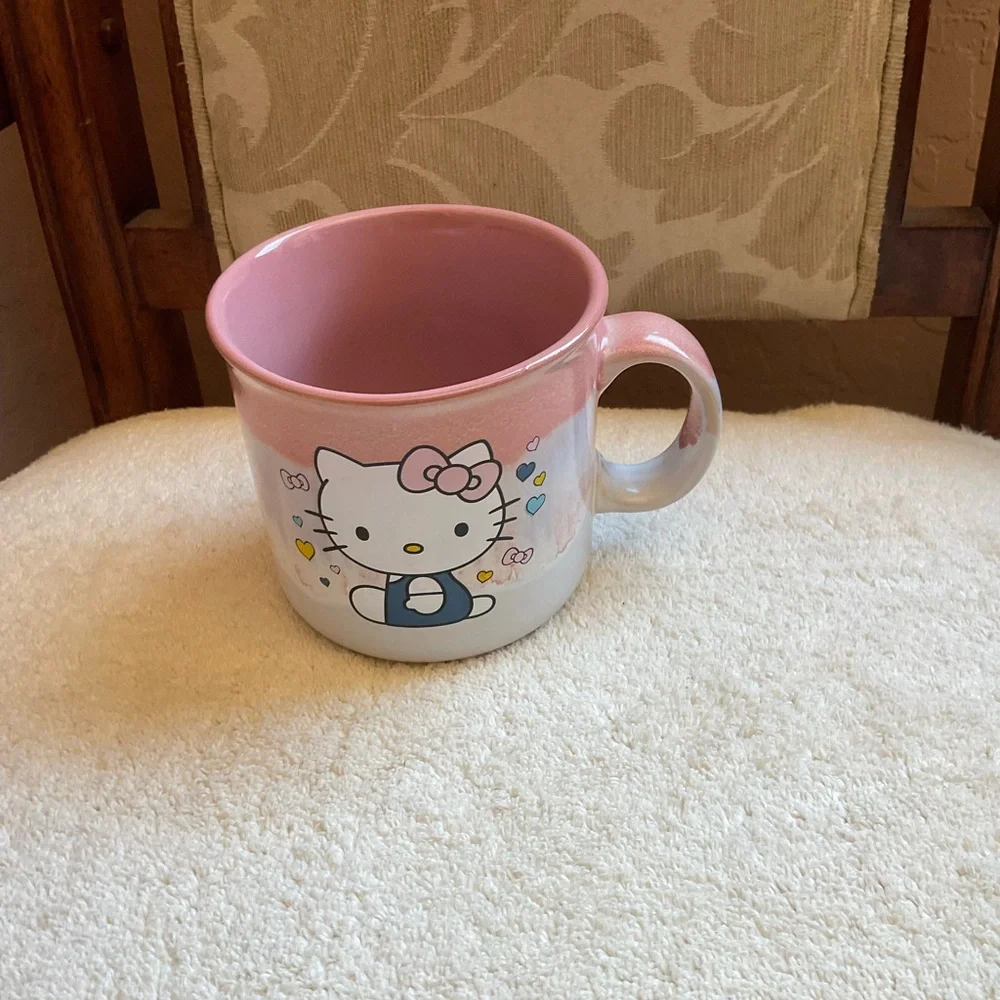 Hello Kitty with Hearts Oversized Mug, pink & white ADORABLE NWT
